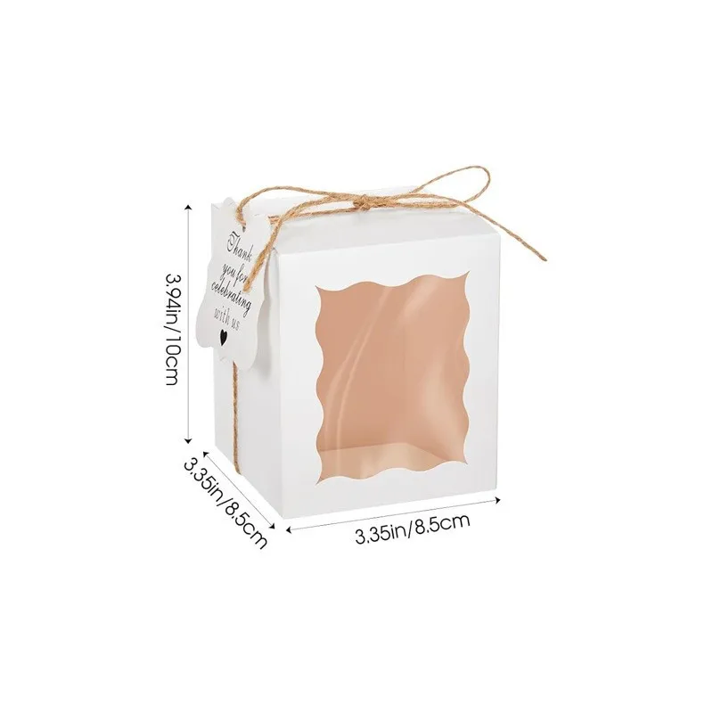 20/50/100 قطعة كرافت ورقة مربع شفافة علب الهدايا لوازم التعبئة والتغليف مع العلامات والخيوط لحفل زفاف عيد ميلاد جوهرة