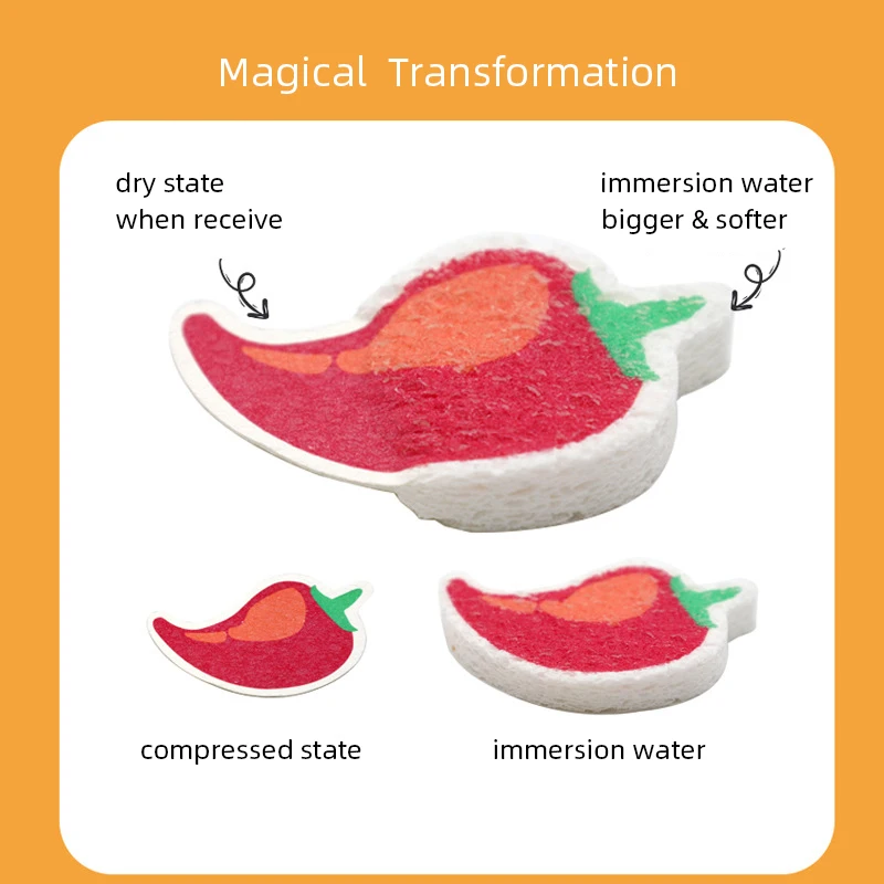 4 pezzi panno di pulizia magico spugna cucina spugna per lavastoviglie cartone animato polpa di legno cotone strumento di lavaggio carino panno
