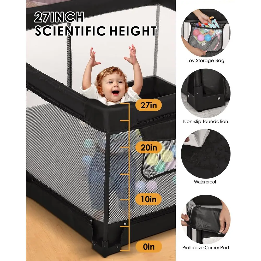 Extra großer faltbarer Spielplatz, tragbarer Reise-Laufstall mit Tor für Babys und Kleinkinder, sicheres Aktivitätszentrum für drinnen und draußen (51