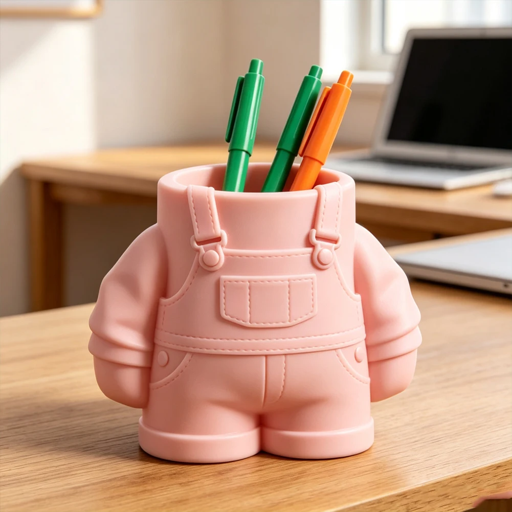 Cute Overalls Pants Pen Holder Creative Pencil Rack 3D Printed Funny Stationery Storage Box Desk Ornament Office Students Gift