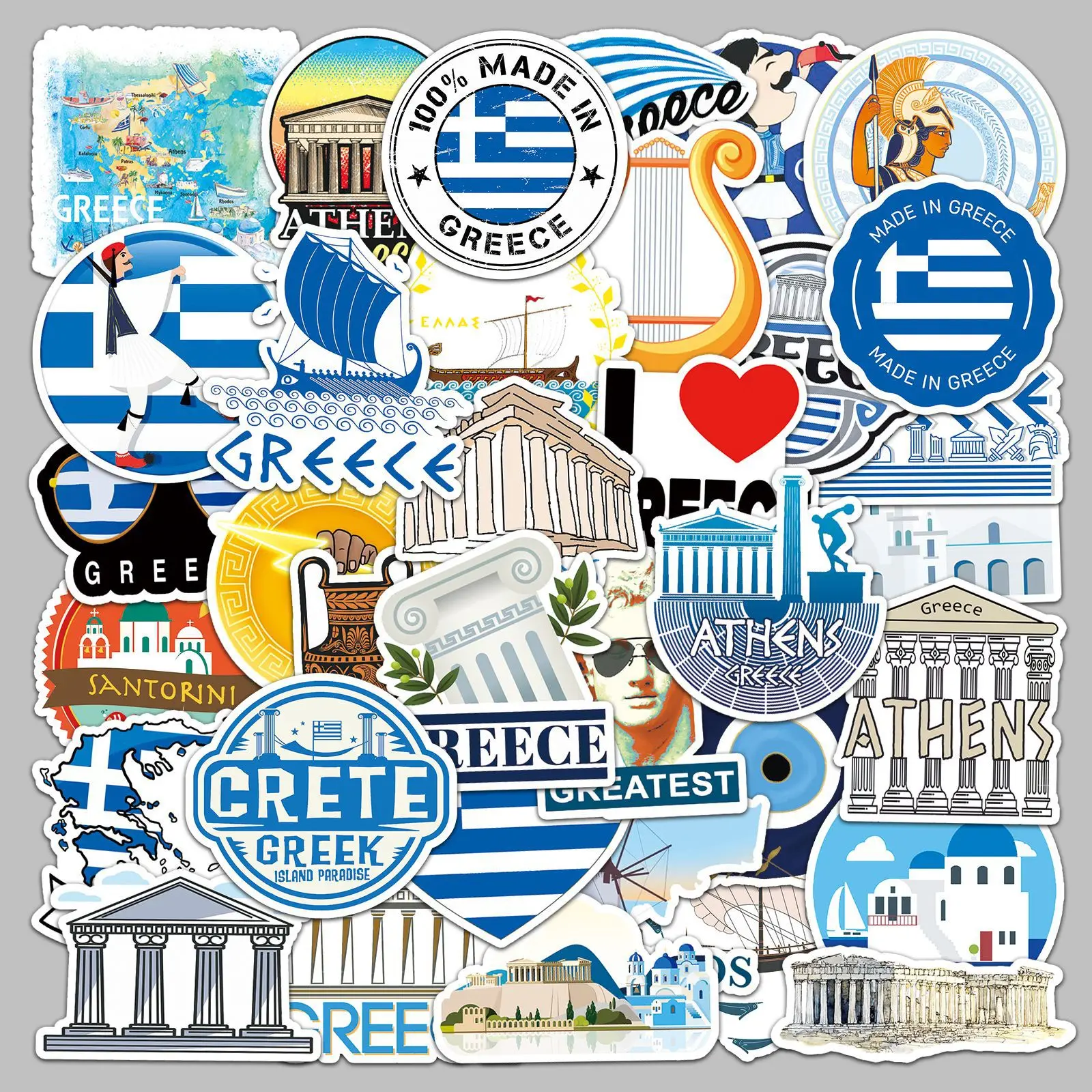 50pcs Greek World Architecture Outdoor Travel Graffiti DIY Laptop Handbook Sticker