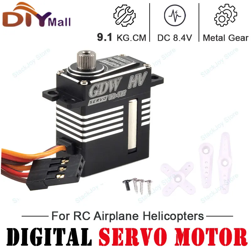

GDW DS298MG Digital Servo 9.1KG High-Torque Metal Gear HV 8.4V for RC Airplane Car Robot Fixed Wing Model Aircraft DIY Upgrade