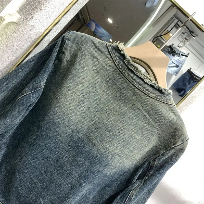 Fried Street Giacche di jeans Capispalla da donna Giacca stile porta con frange larghe e nappe Primavera Autunno Nuova giacca per utensili Cappotto corto Top