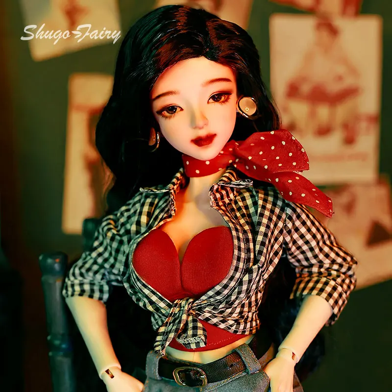 Bjd Pop 1/4 Rosetti Retro Hong Kong Vrouwelijke Stijl Joan Body Grote Borst Hars Ball Jointed Dolls Speelgoed voor Meisjes Fullset Shugafairy
