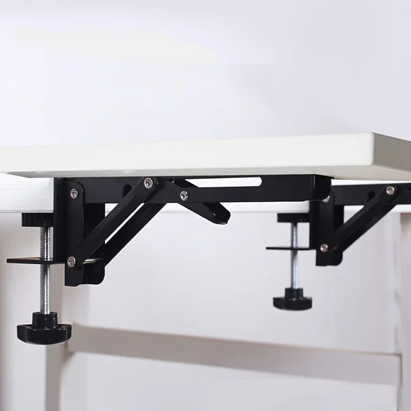 2Pcs No Drill Folding Desk Extender Brackets, Clamp On Foldable Table Extension Support Braces for Widening Desktop Space