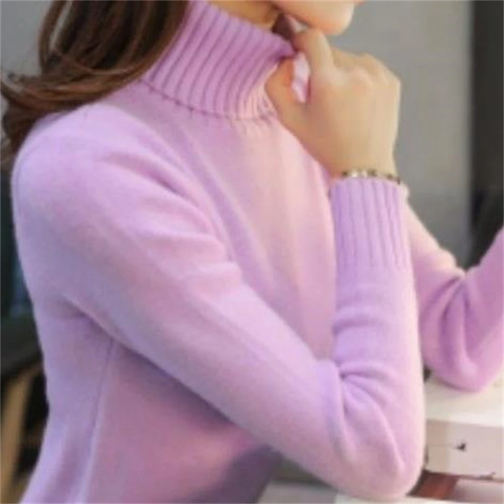 Turtleneck Sweaters Women Winter Cotton Long Sleeve Women Knit Tops Women Pull Femme Knit Pullover Womens Jumpers 2024 Spring