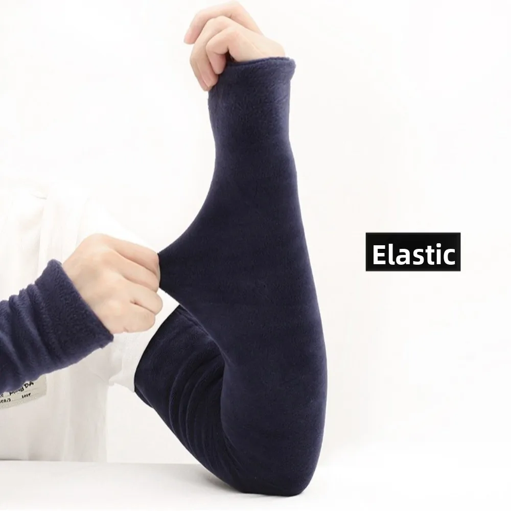 أكمام دافئة من الصوف للجنسين بلون سادة وأغطية أذرع طويلة سميكة مقاومة للبرودة وقفازات مرنة بدون أصابع