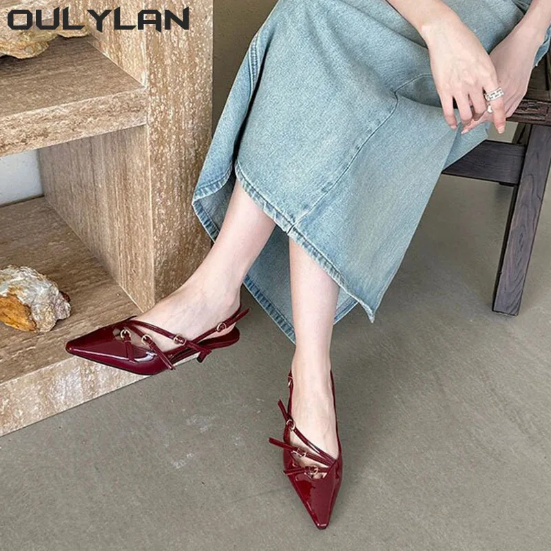 High Heels Sandals Women Shoes Spring Summer Footwear Pointed Toe Party Ladies Shoes Fashion Buckle Strap Female Pumps