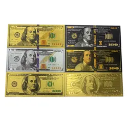 Gold 100 dollar Gold Black USD 100 banknote Colored Silver Color Banknote for souvenir collection