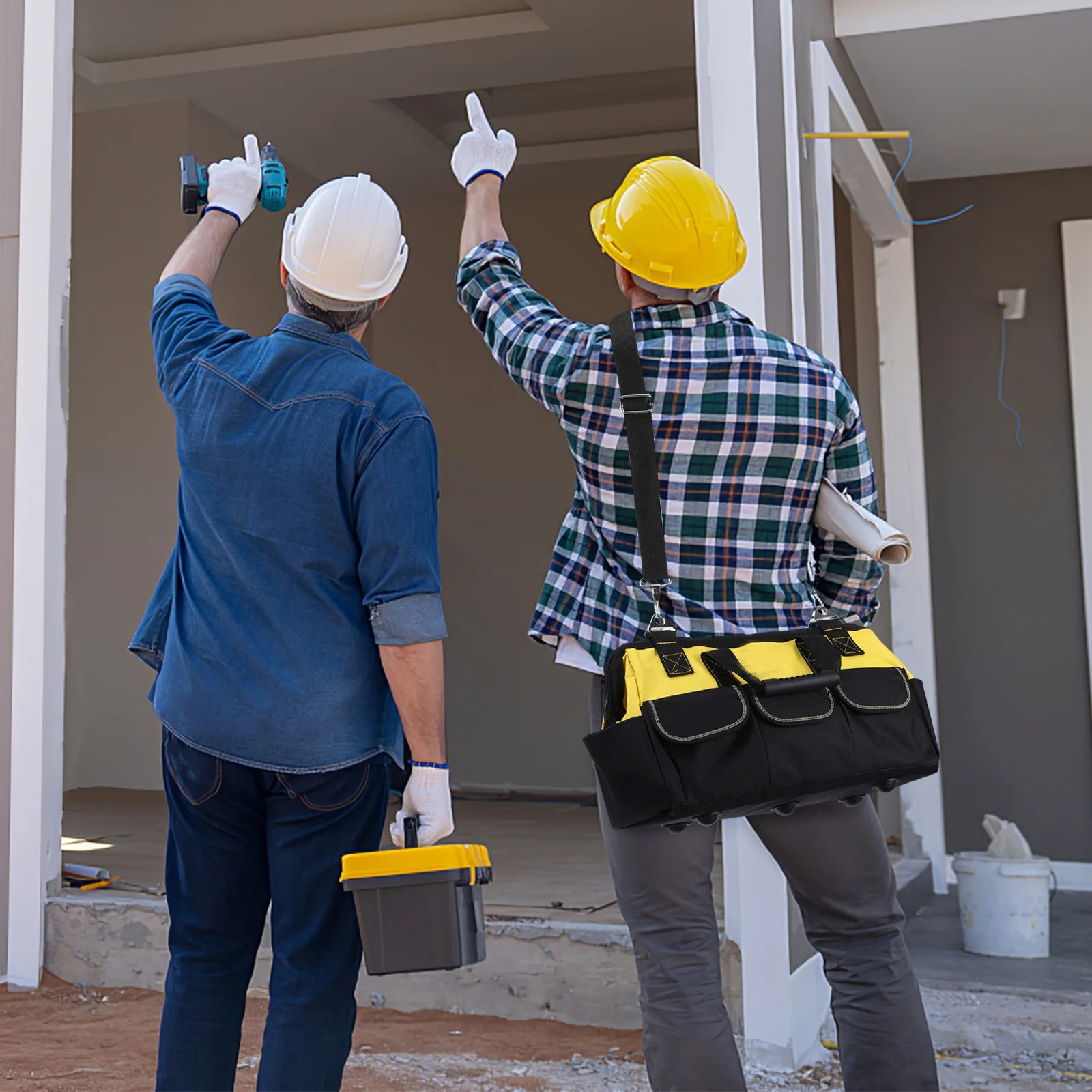 Professional Grade Tool Bag Tote with Strong Support Base Fits Power Hand Tools Portable for on Site Work Repairs