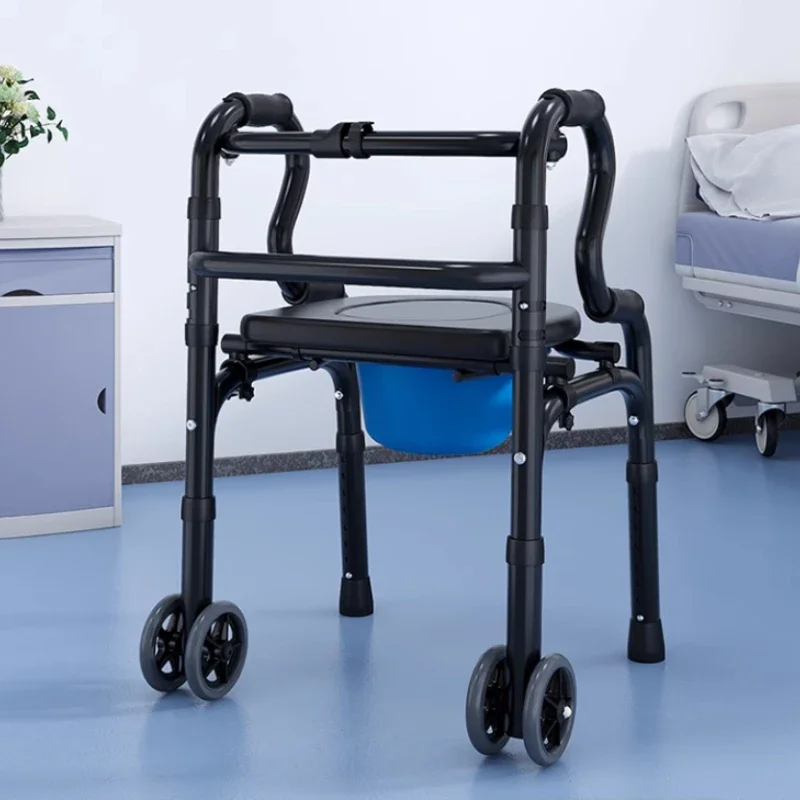 Elderly Walkers Can Sit Non-slip Medical Crutches, Aluminum Alloy Disability Mobility Aids Walking Carts Rehabilitation Walkers