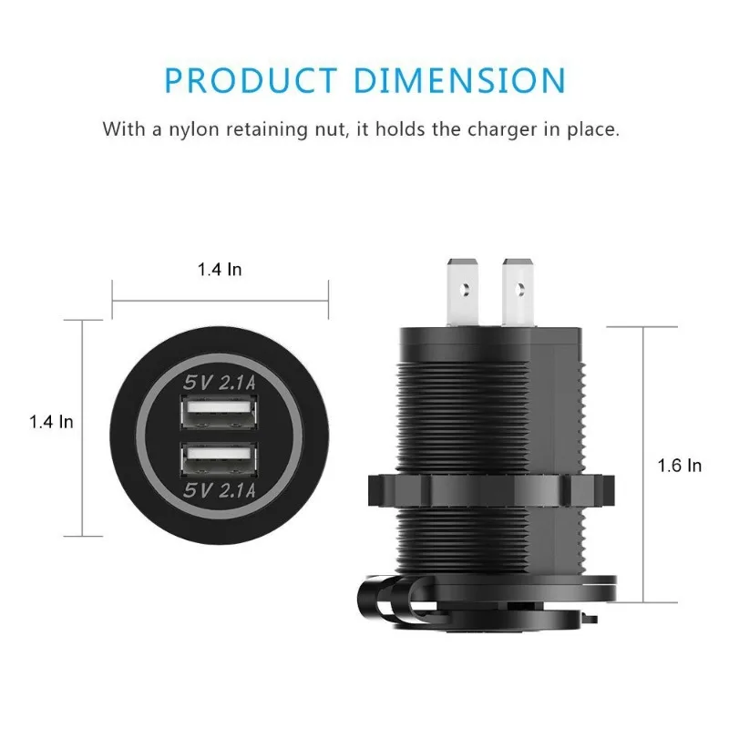 شاحن سيارة مع كابل مدمج، شاحن USB الكل في واحد للسيارة والدراجات النارية #2