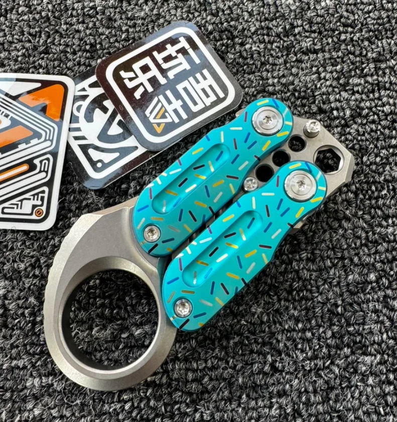 Used EDC Wanwu Blueberry Doughnut Titanium Alloy Stress Relief Toy Haptic Spinner Fingertip Gyroscope Decompression Toys