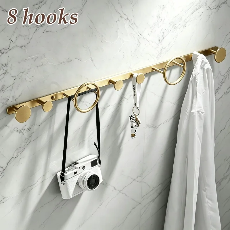 Entrance Hall Coat Rack Copper Keys Hanger Living Room Creative Clothes Storage Hanging Bag Organizer Gold Decoration Wall Shelf