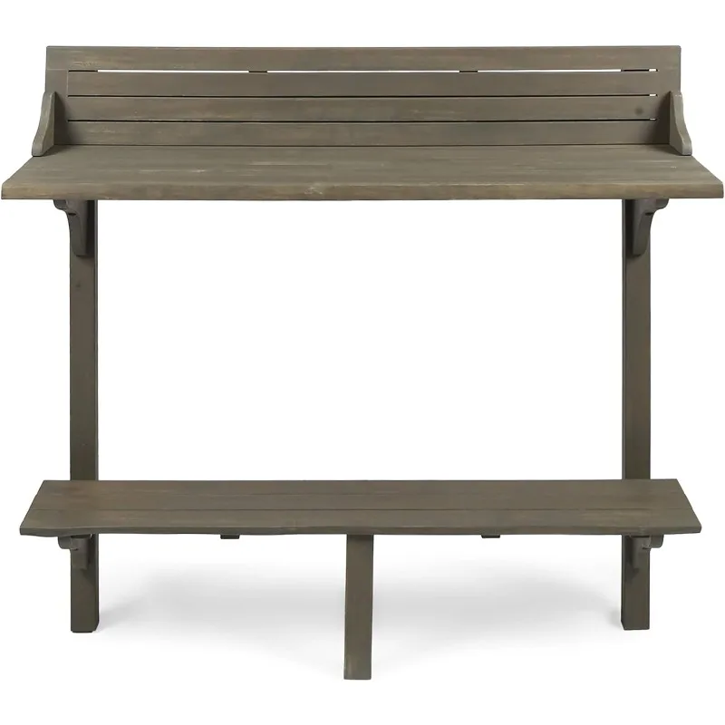 Caribbean Outdoor Acacia Wood Balcony Bar Table, Grey Finish