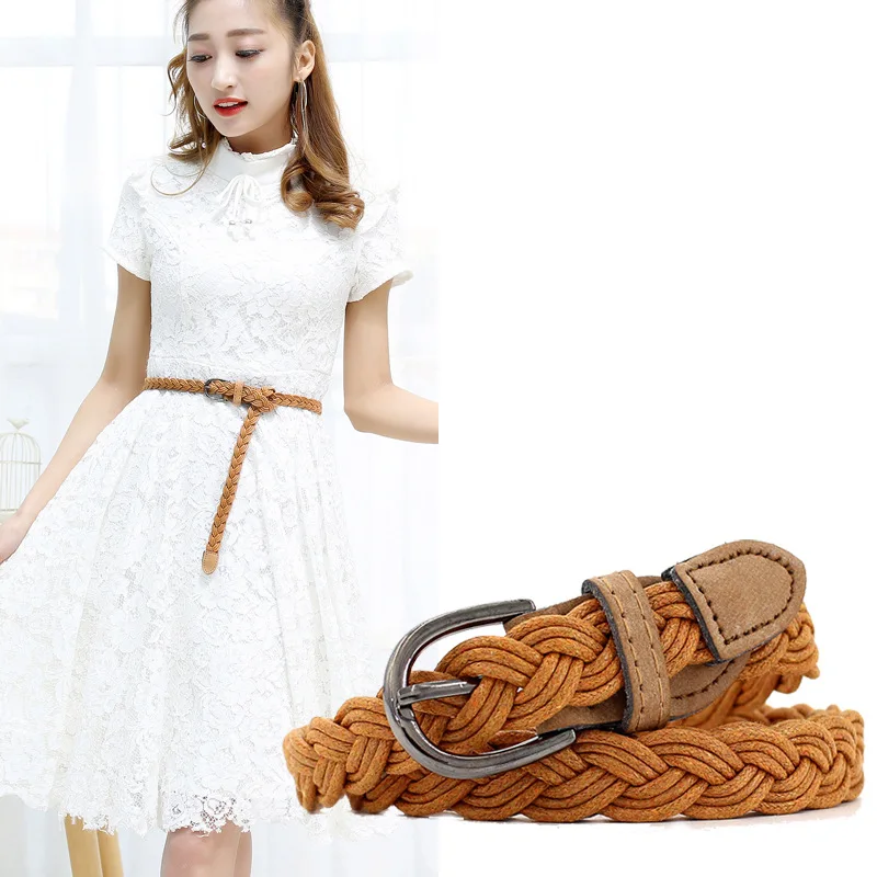 

Ladies Twist Wax Rope Braided Belt Vintage Skirt Decorative Belt Fashion Waist Chain Thin Women Belts