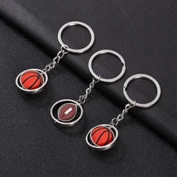 1PC Fashion Sport Keychain Birthday Gift Silver Color Keyring Rotatable Football Basketball Baseball Pendant Keychain 8.5x3cm