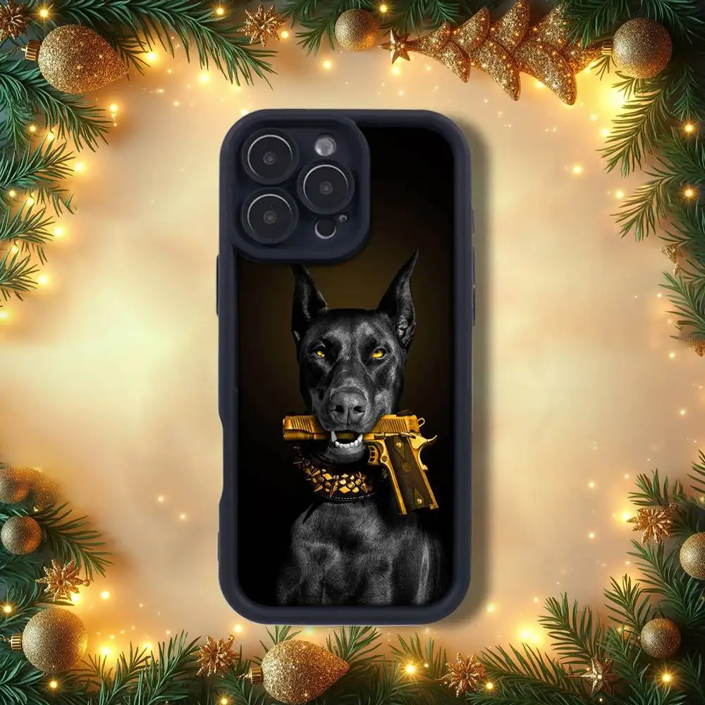 D-Dog Cool D-DobermanS Handyhülle für iPhone 14,12,17,15,11,13,16,Pro,E,Plus,Max,Air,SE4, weiches Silikon, stoßfeste Schmirgelrückseite