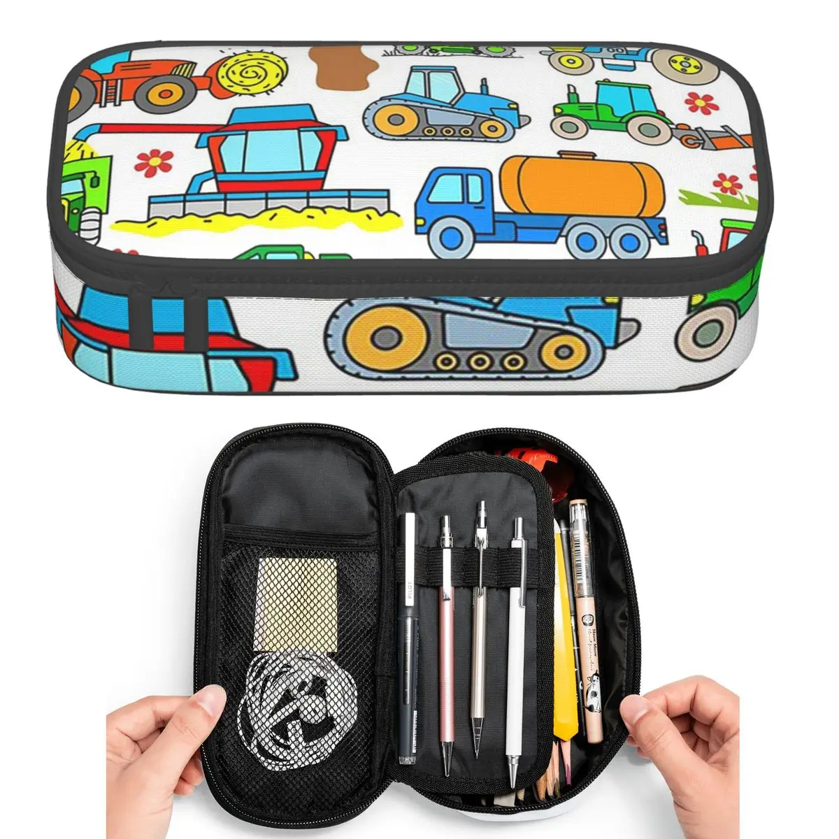 Tractor Agricultural Machines Farm Equipment Pencil Cases for Students Pen Box Pencil Bag Large Capacity Pencil Pouch Pen Holder