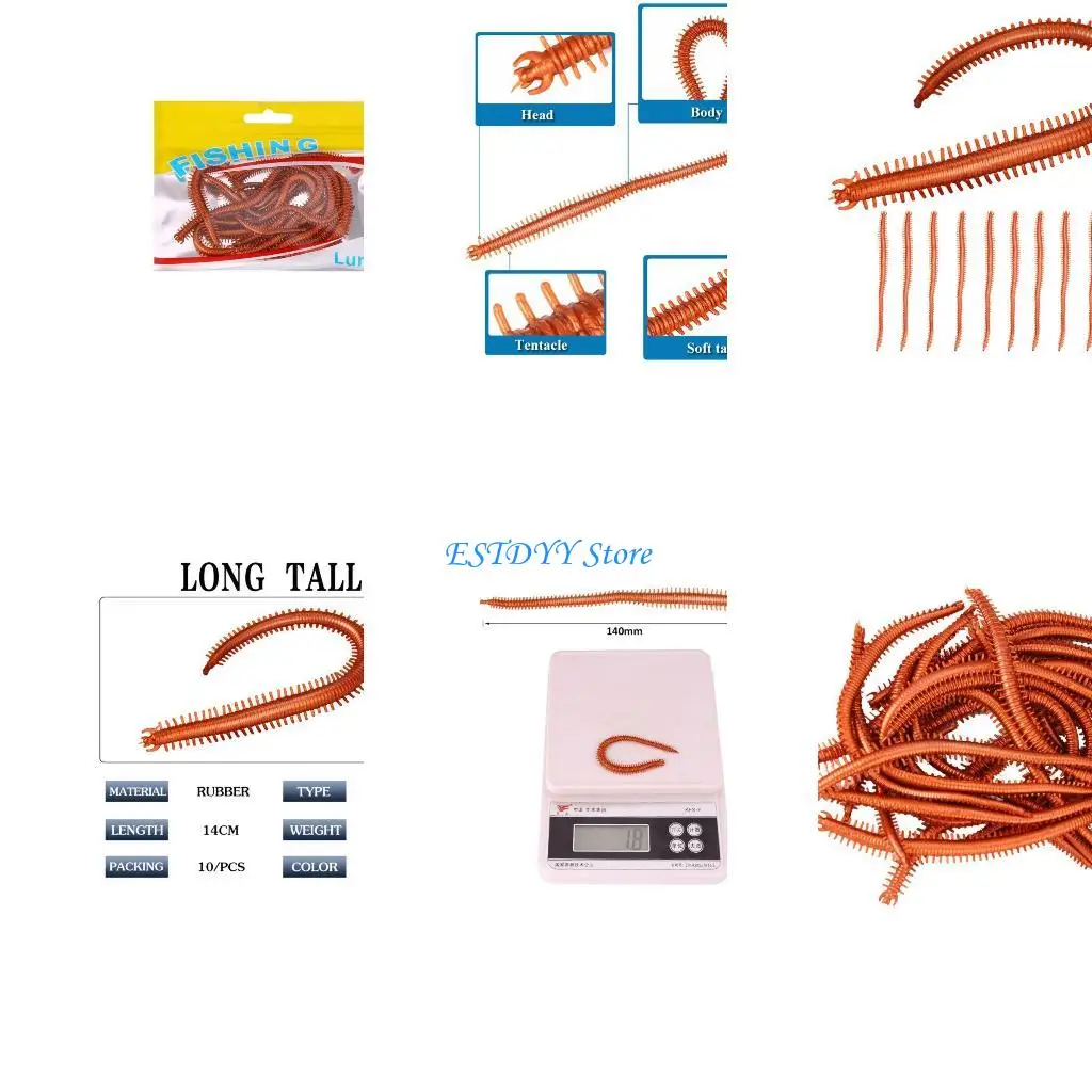 

G6DE 10 Pcs/bag Bionic Bait Artificial Sea Worms Soft Fishing Bait Realistic Fish Sme