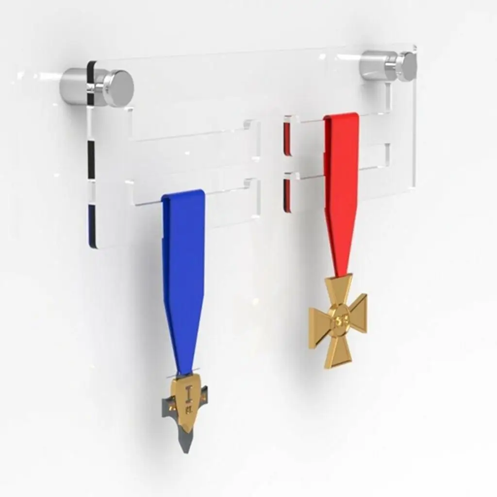メダル ハンガー ホルダー ディスプレイ ラック 3 段 30x10cm 多くのメダルを収納可能 クリア
