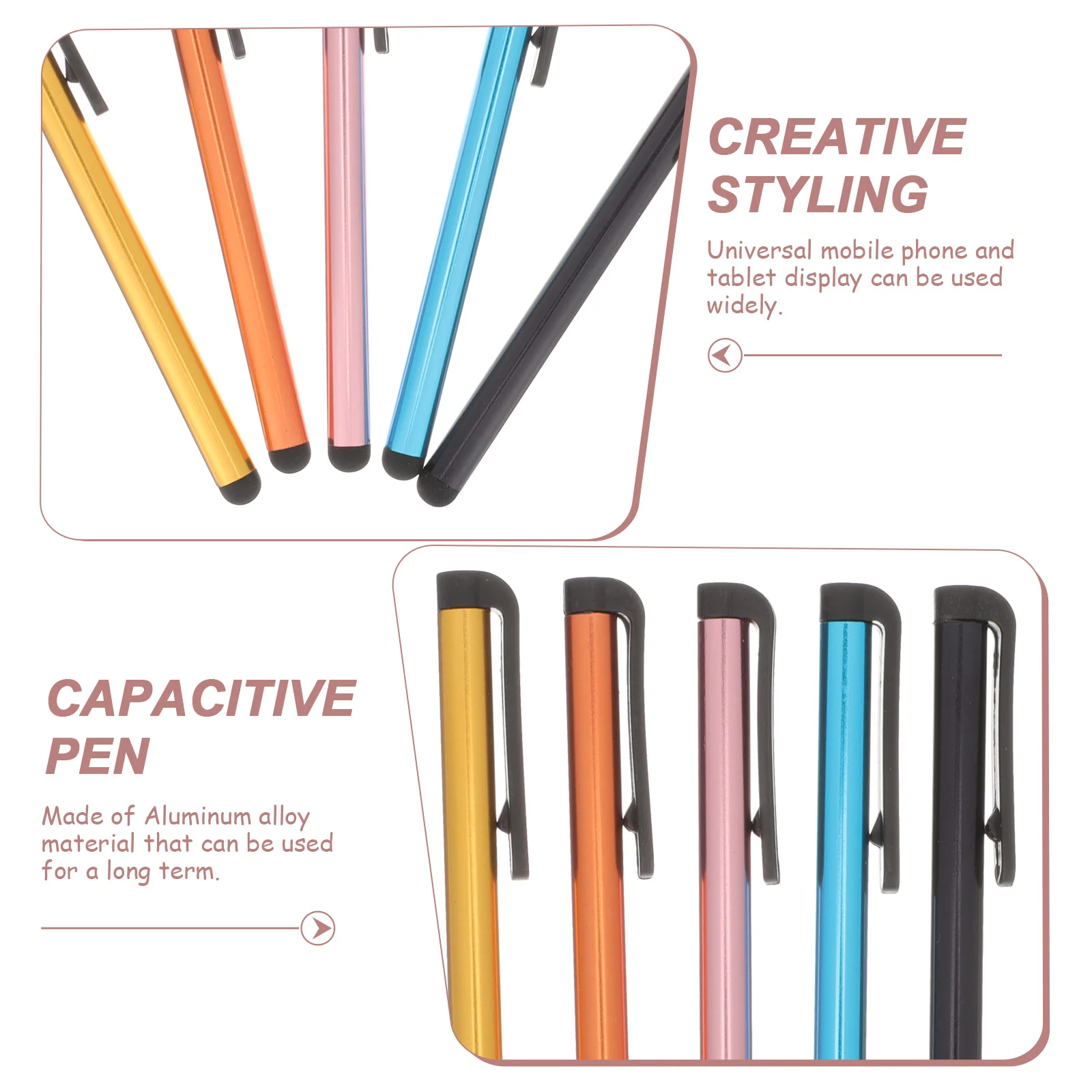 20 Pcs Capacitive Pen Stylus Portable Screen Aluminum Alloy High Sensitivity Writing