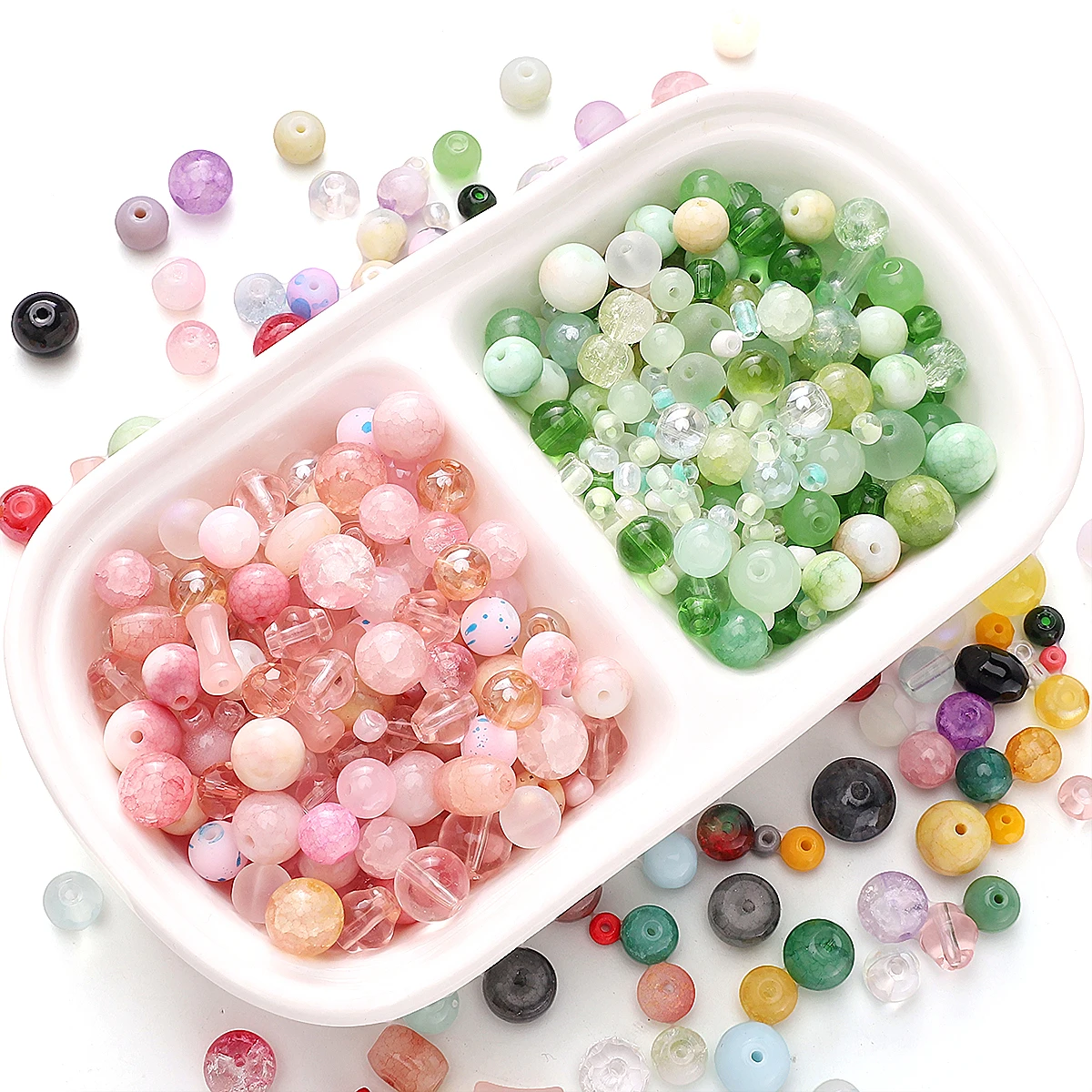 

3-12mm Mixed Color Glass Beads for DIY Jewelry Bracelet Necklace 30g/Pack (Approx. 90-120pcs)