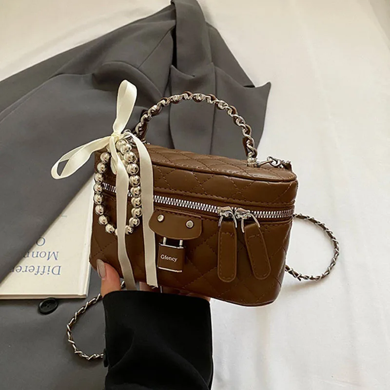 

Fashion Mini Chain Crossbody Bag Women Versatile Party Square Handbag Casual Commute Mobile Phone One Shoulder Bags with Lock