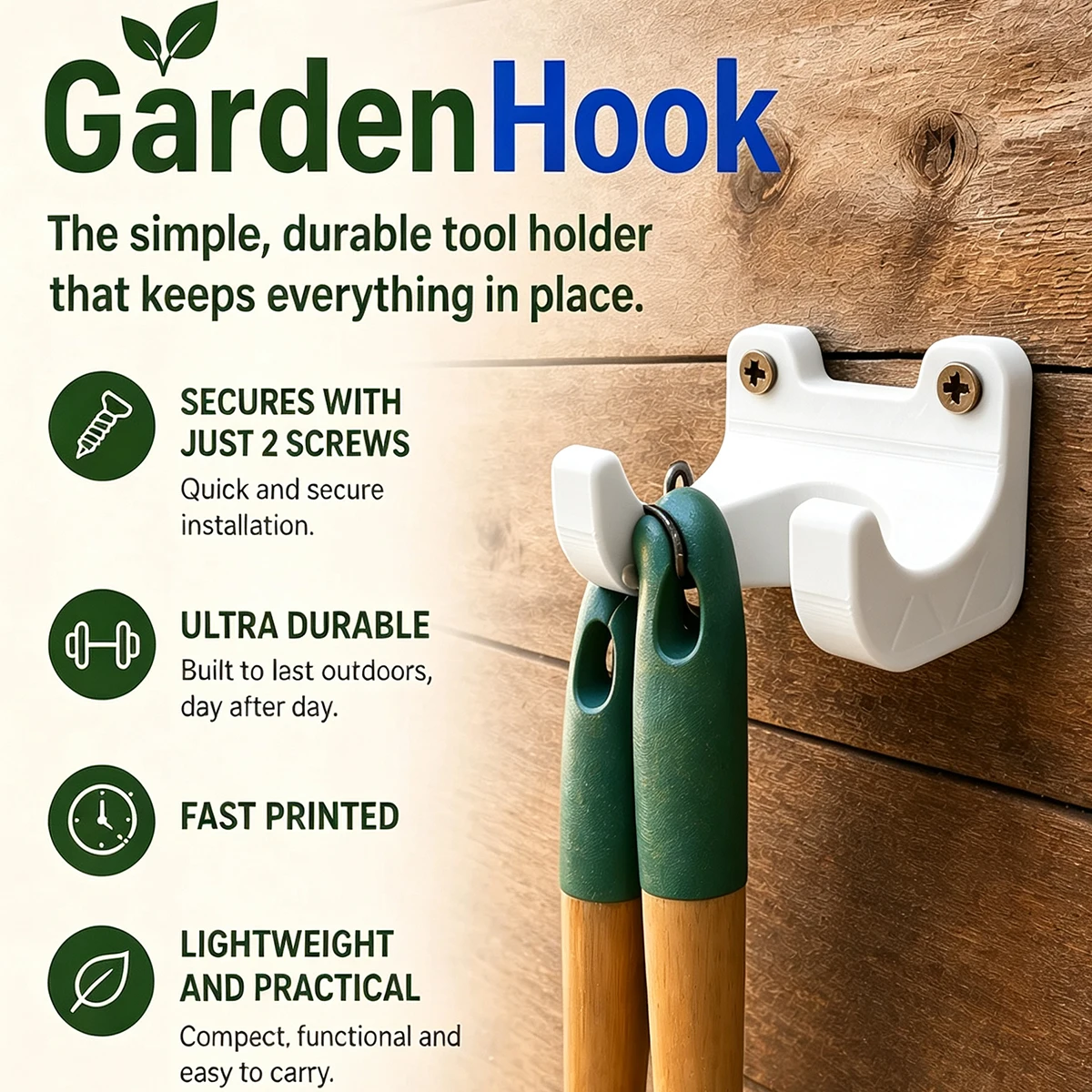 2Pcs Garden Tool Wall Hooks, Plastic Tool Storage Hangers, Garden Tool Wall-Mounted Hooks, Yard Shovel, Rake, and Scissors Hanging Brackets, Garage Tool Organizer Hooks, Warehouse Hardware Tool Wall Storage Mounts, Outdoor Garden Tool Hangers, Household Balcony Gardening Hooks, Wooden Fence Tool Storage Brackets, Outdoor Tool Hangers, Woodworking Tool Wall-Mounted Hooks