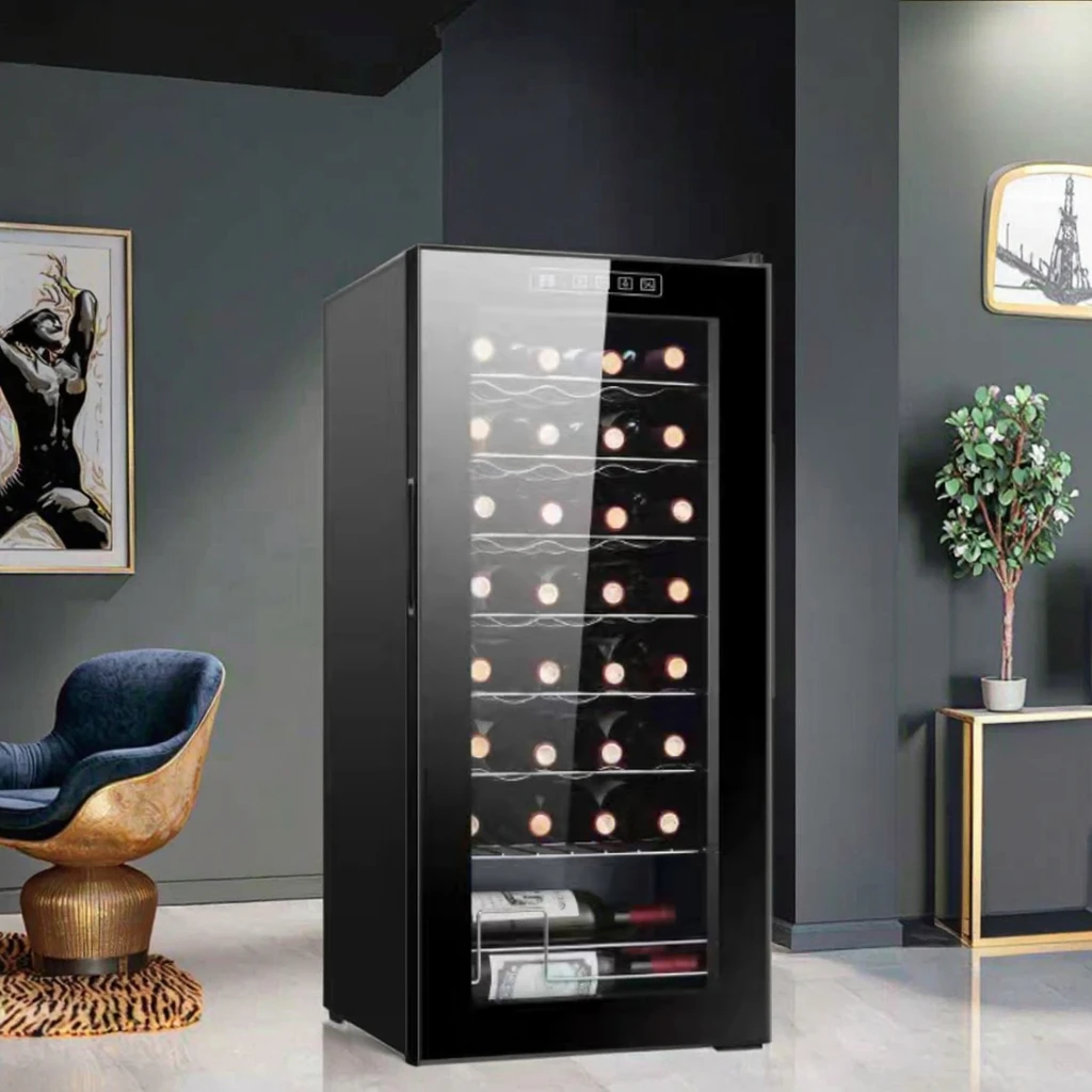 32 Bottle 93L standing Electric Wine Cooler Stainless Steel Cabinet for Hotel & Use