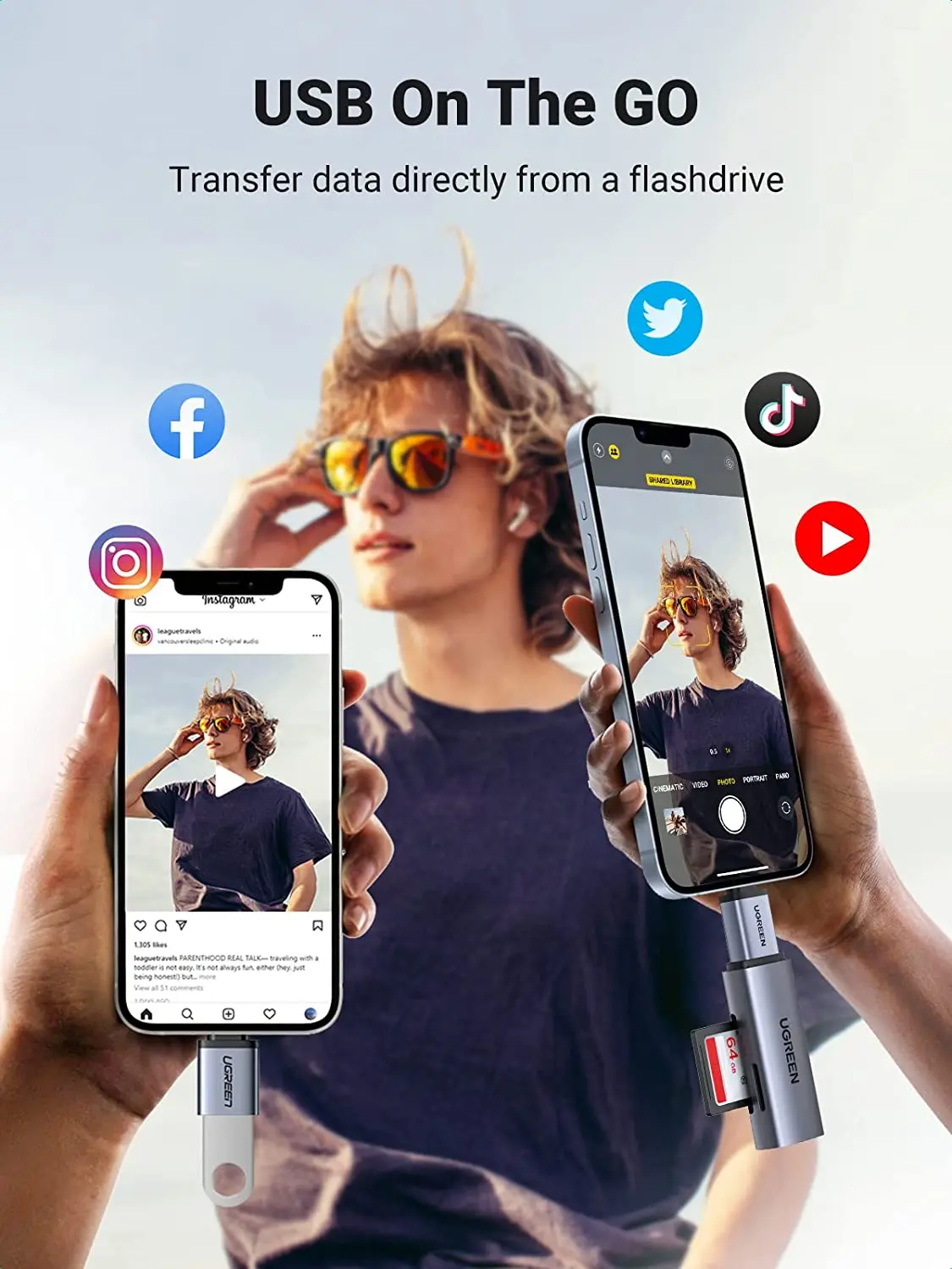 UGREEN USB C 3.0 OTGアダプター USB Cオス - USBメス変換アダプター 5Gbps高速データ転送と充電対応