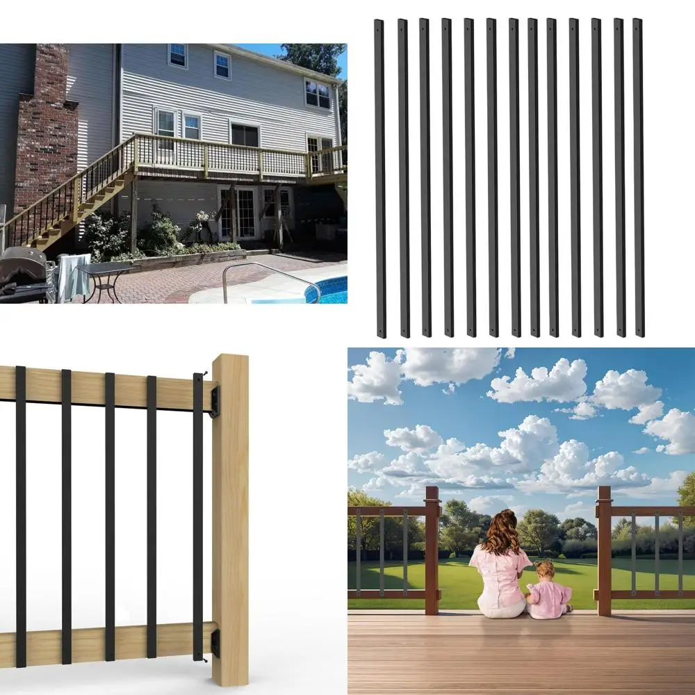 

Набор из 60 металлических балясин для перил с наконечниками и винтами, 32,25 дюйма, для лестниц, террас и веранд