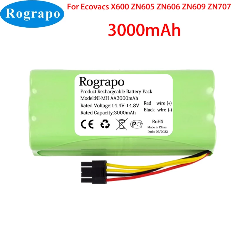 

New 14.4V 3000mAh Ni-MH Battery Pack For Ecovacs Deebot Deepoo X600 ZN605 ZN606 ZN609 ZN707 Redmond Midea Robot Vacuum Cleaner