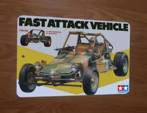 Vintage Fast Attack Vehicle RC Car Box Art 8x12 Metal Wall Sign sign