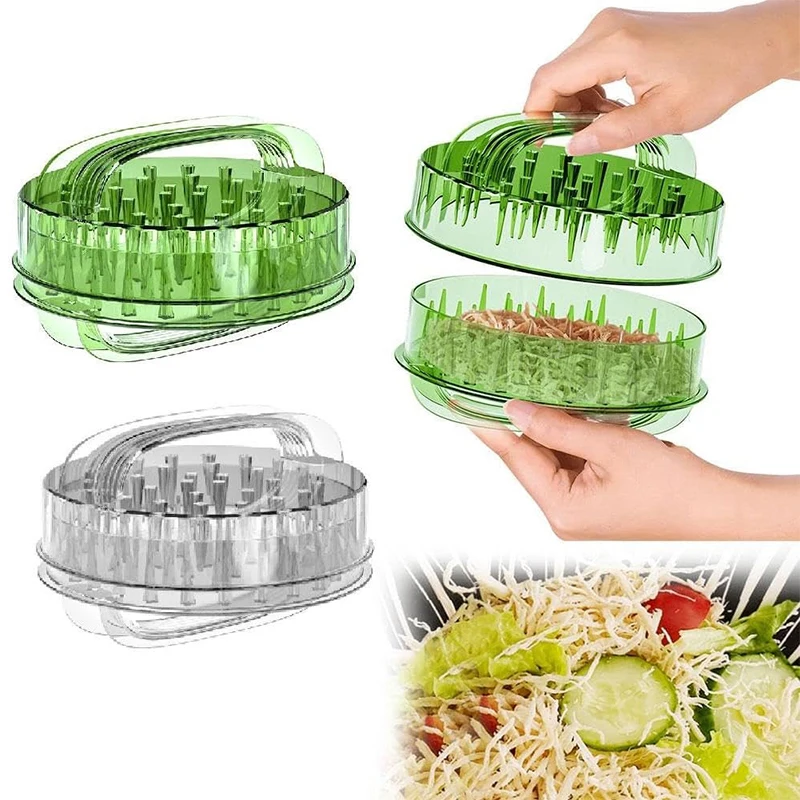 Anti-Slip Chicken Meat Shredder Tool with Clear Lid Twist Ergonomic Handle for Beef Kitchen Gadget