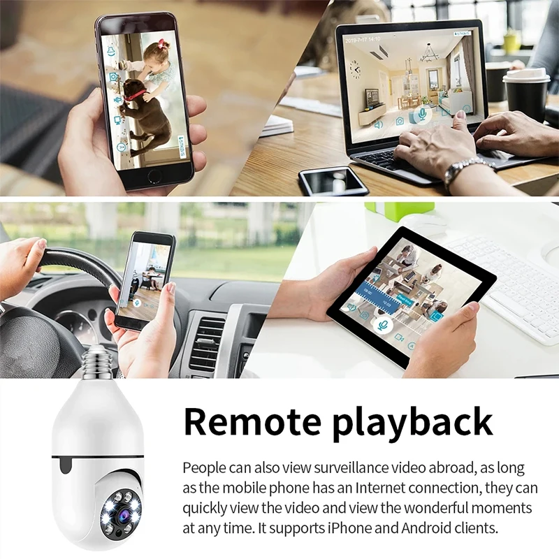 2.4G E27 ضوء لمبة واي فاي كاميرا النسخة الليلية حماية الأمن 360 °   كاميرا IP Camara Vigilancia IR المنزل الذكي CCTV Bubble