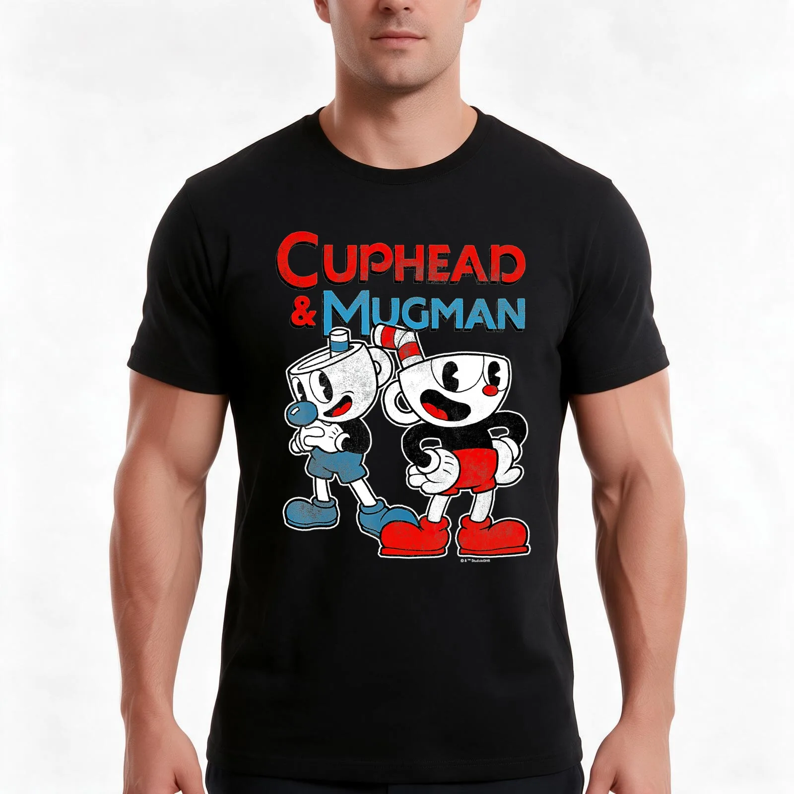 Cuphead & Mugman Dynamic Duo T-Shirt Summer Casual Cotton Tee Oversized Streetwear Tops Vintage Graphic Print 100% Cotton