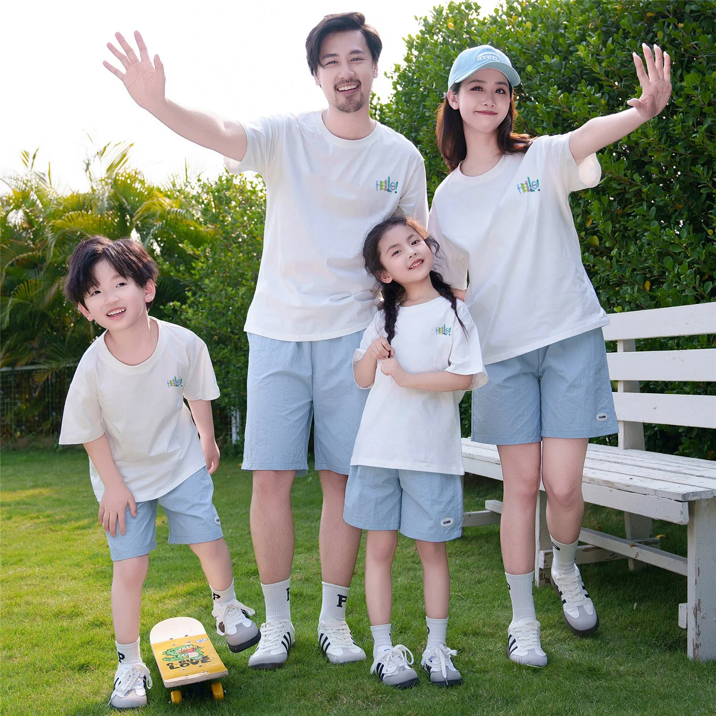 2026 Summer Family Matching Outfits Cotton T-Shirt Shorts Set 3-4PCS Casual Family Wear for Mom Dad Kids Breathable Daily Outfit