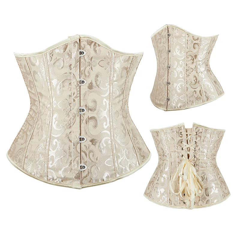 Damen Gothic Jacquard Unterbrust-Korsett Bustier Taillengürtel Schlankheits-Bodyshaper Korsett Dessous Übergröße Party Clubwear – Detail 4
