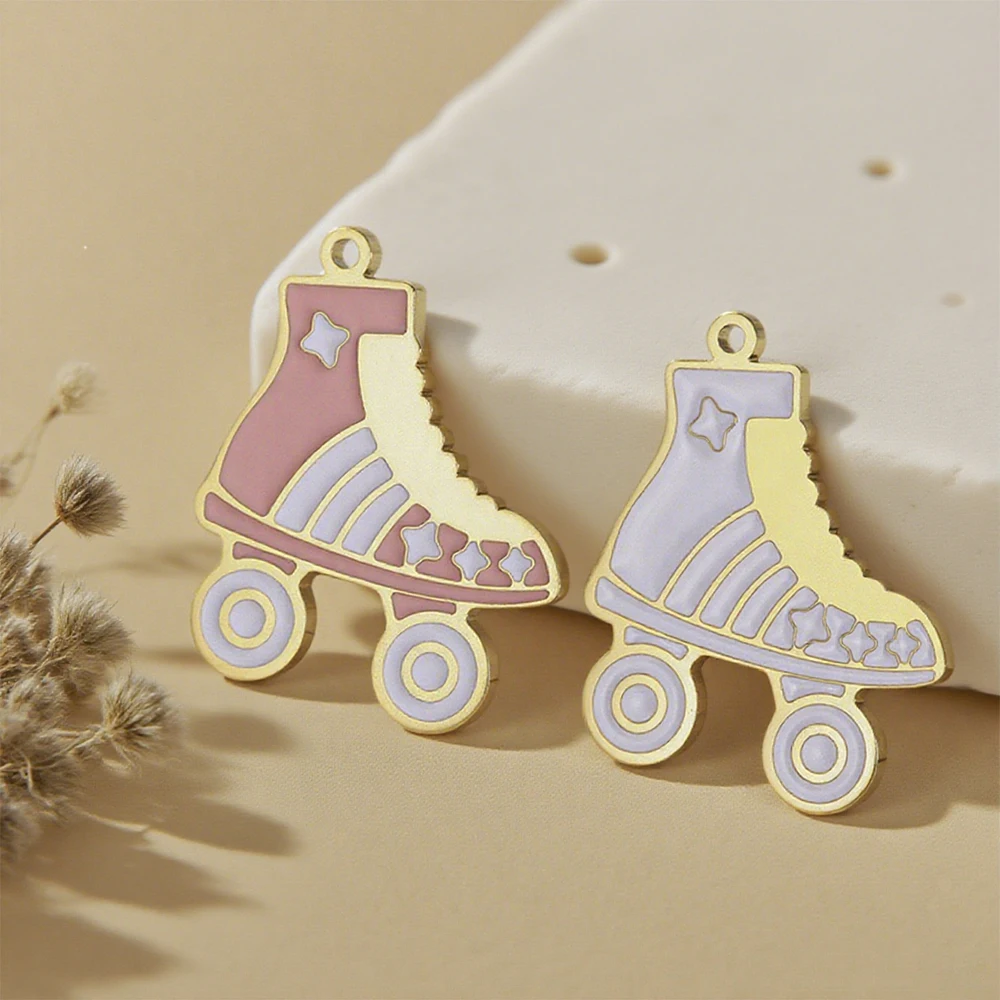

EUEAVAN 1pc Enamel Roller Skating Shoes Pendant for Necklace Ice Skates Sports Stainless Steel Charms Jewelry Making Accessories