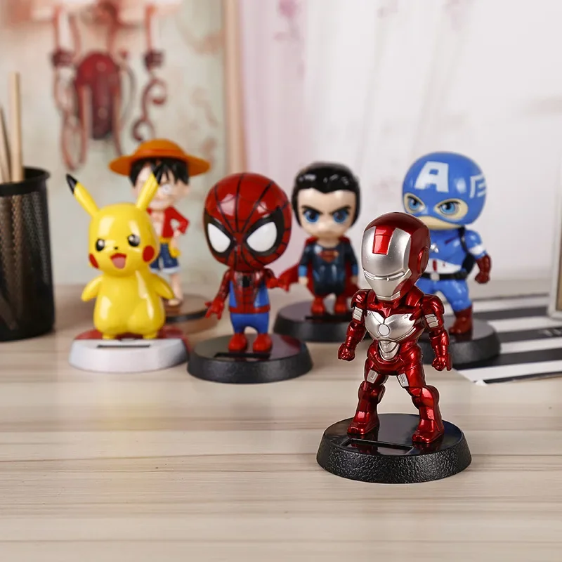 ตุ๊กตาอะนิเมะสไปเดอร์แมนสำหรับ Action FIGURE Marvel รถยนต์พลังงานแสงอาทิตย์รูปการ์ตูนอเวนเจอร์สของเล่นตกแต่งบ้านสุดสร้างสรรค์