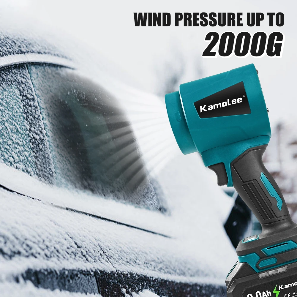 Kamolee 400M/S Kipas Jet Turbo 3000W Alat Listrik Genggam Kekerasan Peniup Udara Elektrik Tanpa Kabel Berlaku untuk Baterai 18V 21V
