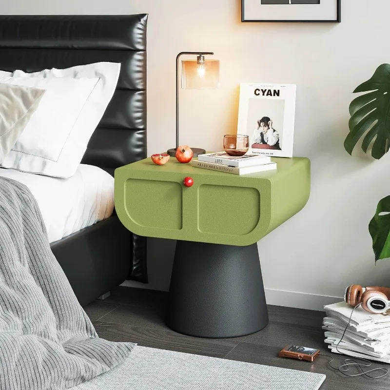 Italian light luxury solid wood bedside table, home bedroom creative storage side cabinet minimalist niche design cabinet