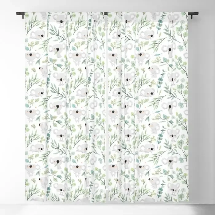 Плотные шторы с узором коалы и эвкалипта, оконные шторы с 3D принтом для спальни, гостиной, декор, обработка окон