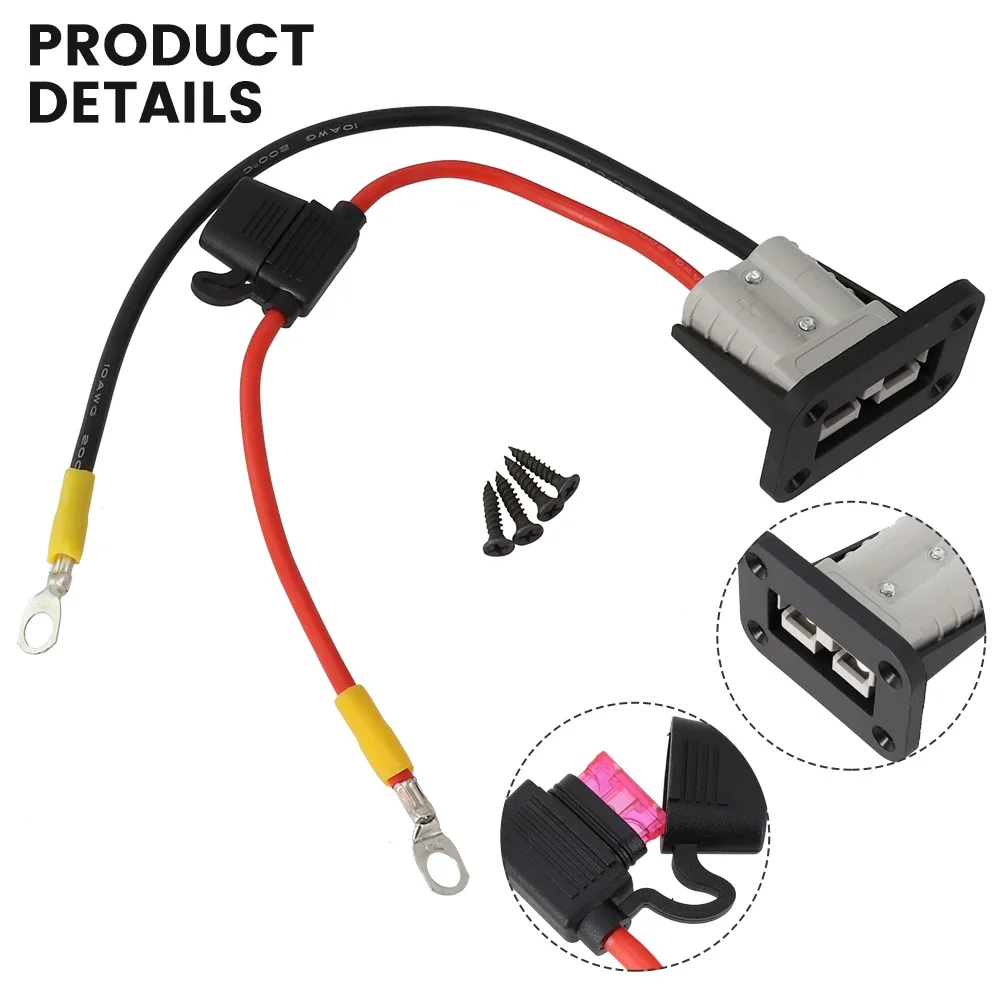 10AWG 50Amp Cable Assembly With M8 Ring Terminals Red Black Jacket And Mounting Bracket For Power Supply And Battery Integration