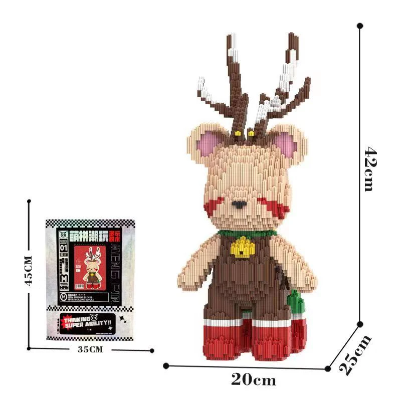 The latest Christmas production dream white elk violent bear splicing building block toy model display holiday atmosphere holida