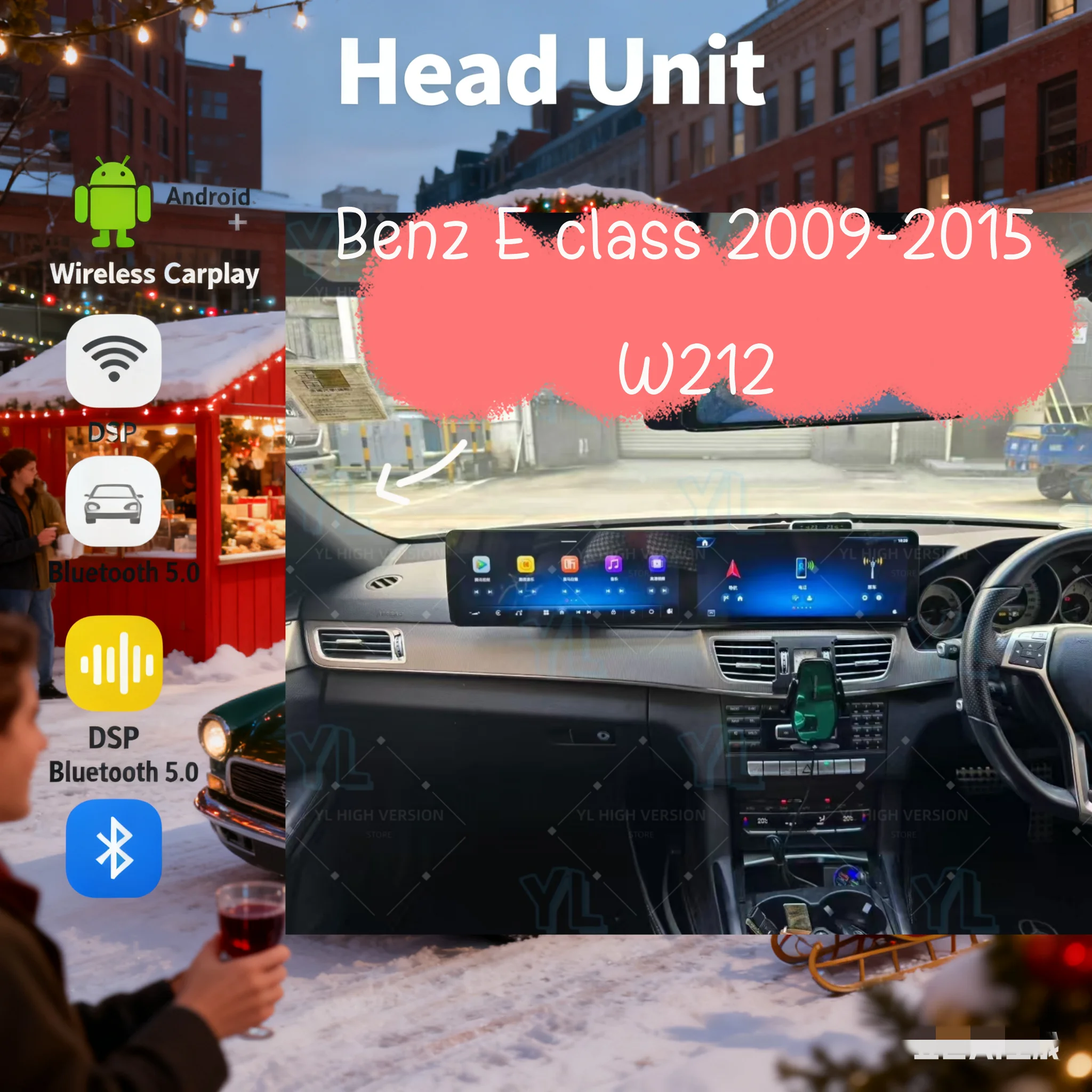 

YANFU Android13 Auto Radio Carplay For Mercedes Benz E-Class Coupe W212 2009-2015 Dual Screen 24.6" GPS Navi Car Stereo Headunit