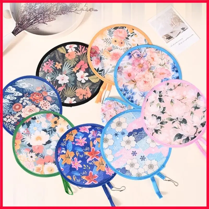 XX9B 2Pcs Round Foldable Hand Fan,Handheld Round Folding Fan French Handheld Fan