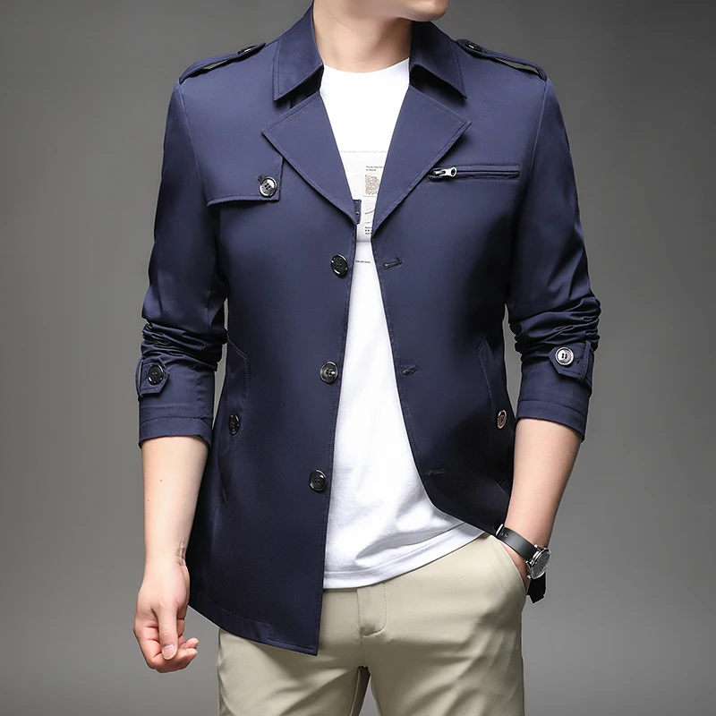 

High Quality Spring Men Collared Casual Blazer British Style Fashionable Stylish High Quality Long Coat Jacket
