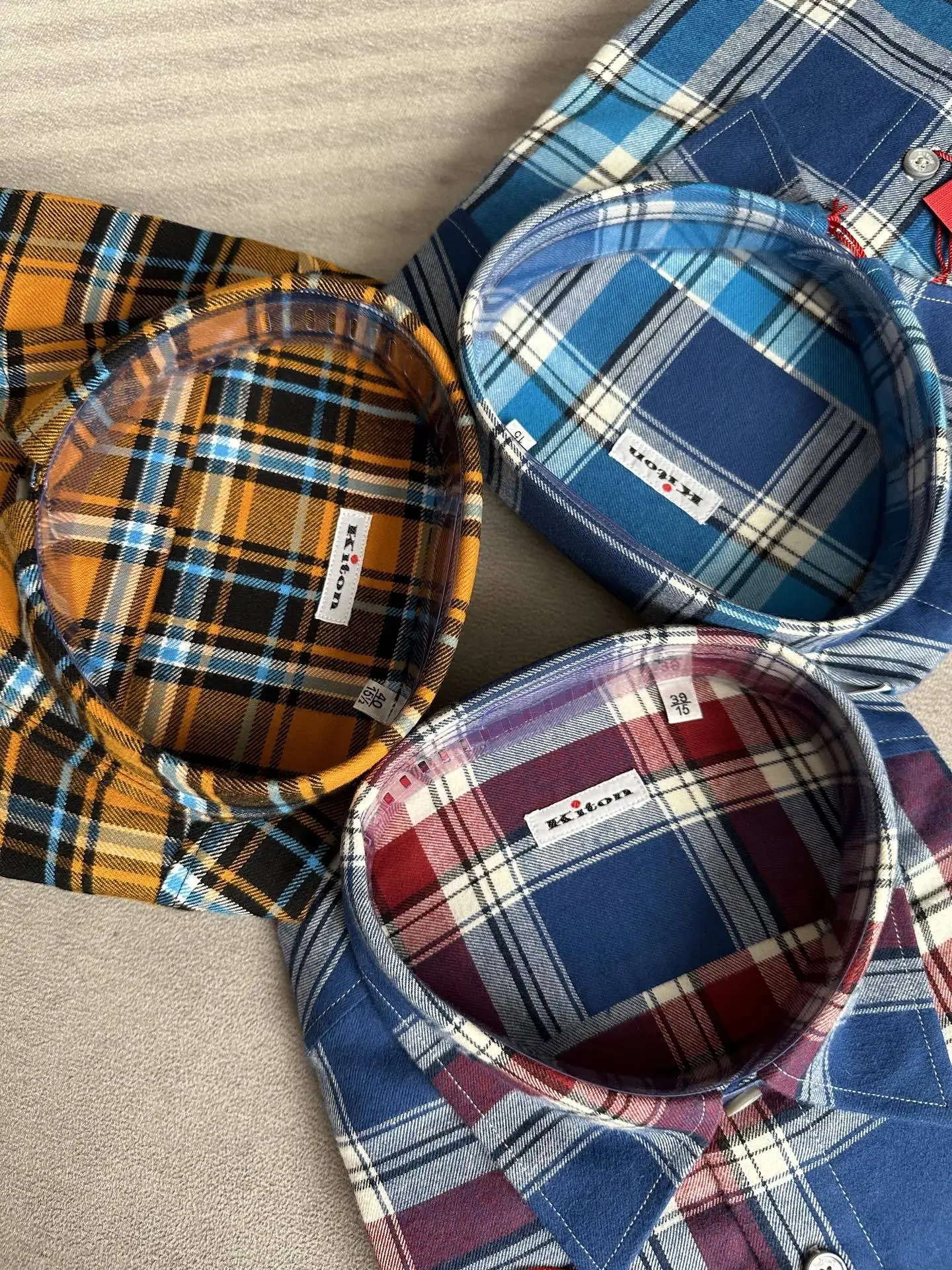 Kiton início do outono nova cor combinando negócios casual versátil moda tamanho grande lapela camisa de manga comprida masculina